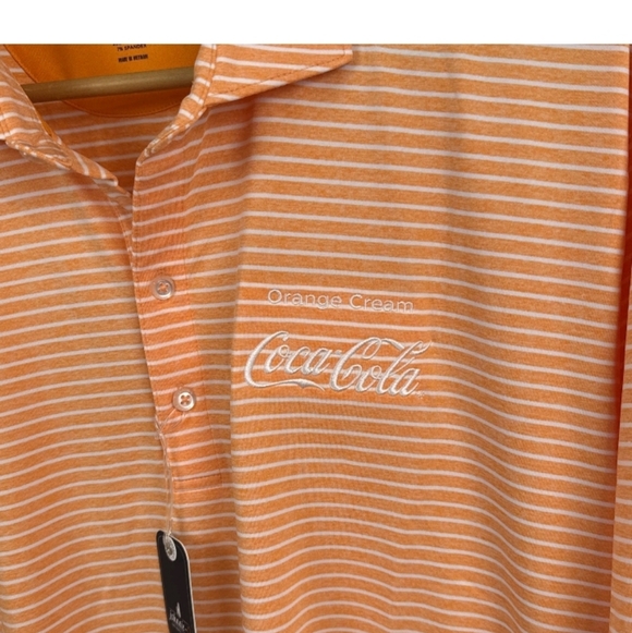 johnnie-O Men's Coco Cola Cream Soda Striped Polo Shirt XL - Picture 2 of 5